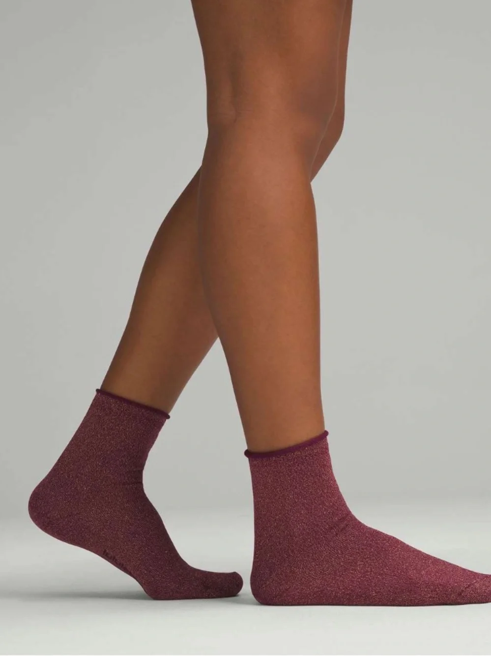 Lululemon 2 Pair Red & Black Daily Stride Sparkle Socks - Quarter Length Large